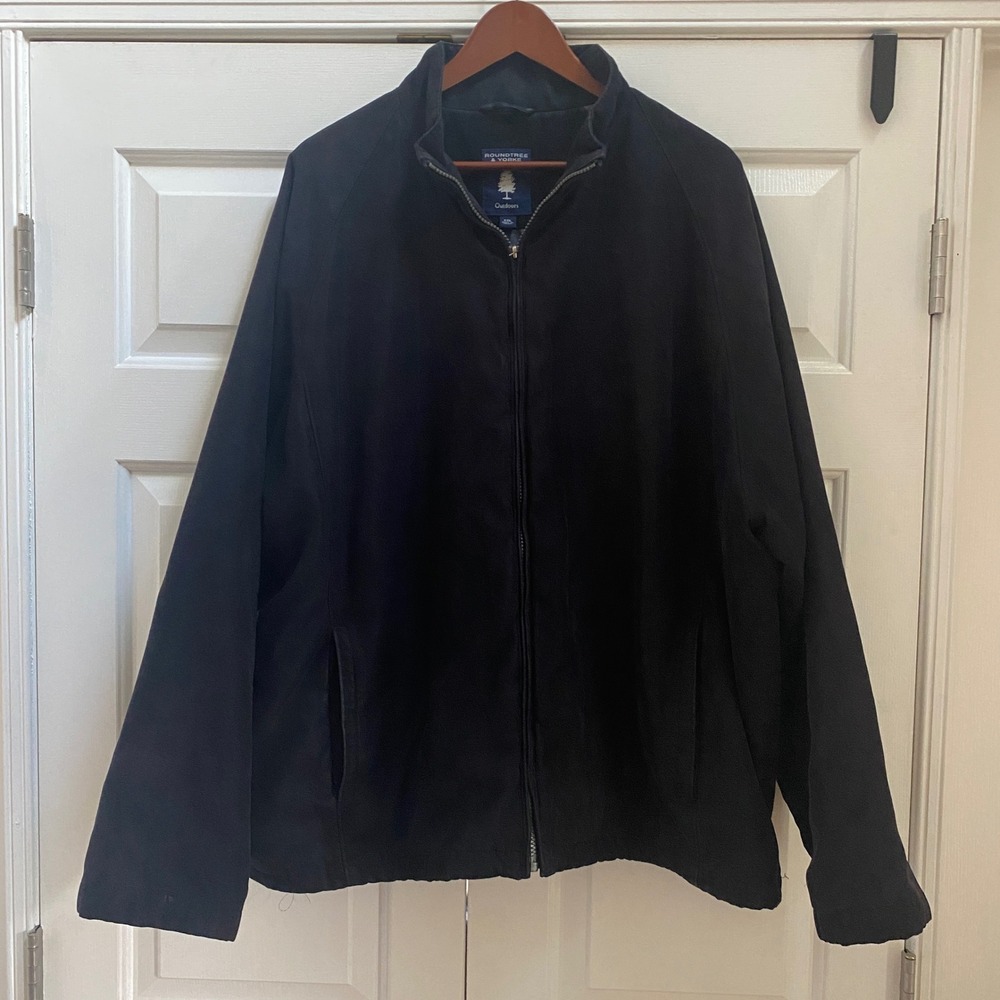 Roundtree & Yorke Outdoors Jacket Mens XXL Black Zip Up Coat Casual